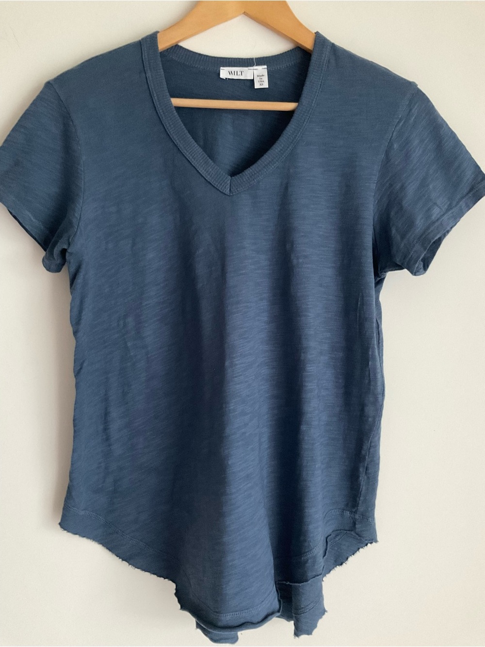 Wilt Slub Top Jersey Oversize Women Asymmetrical Raw Hem Made in USA Preppy